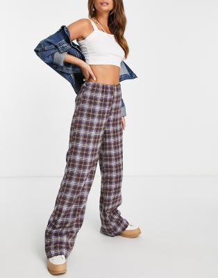 Heartbreak wide leg trousers co-ord in brown check | ASOS