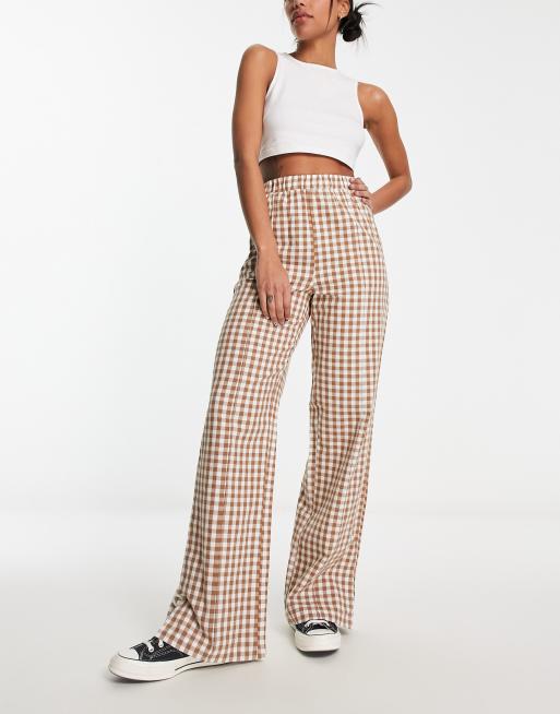 Brandy Check Wide Leg Trousers