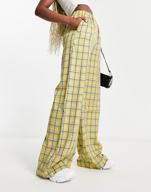 Yellow plaid best sale pants zara