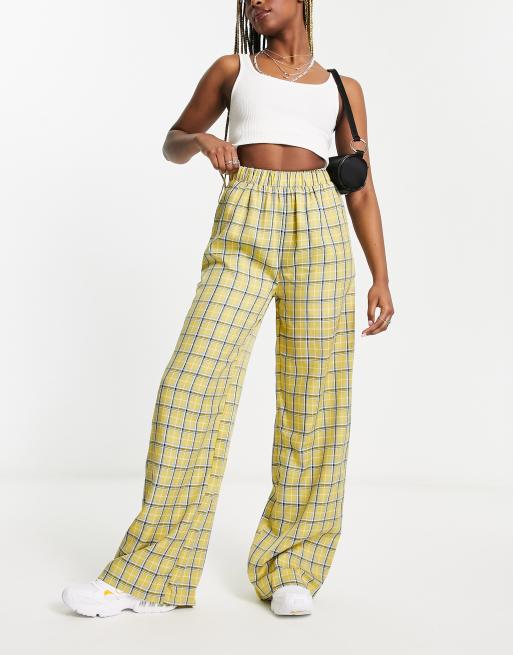 Zara checked store wide leg trousers