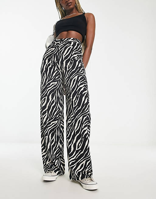 Heartbreak wide leg trousers in zebra print