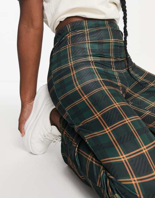 Green plaid high deals waisted pants