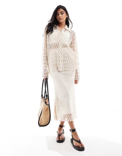 Heathe Chidi lace midi skirt in ecru (part of a set)