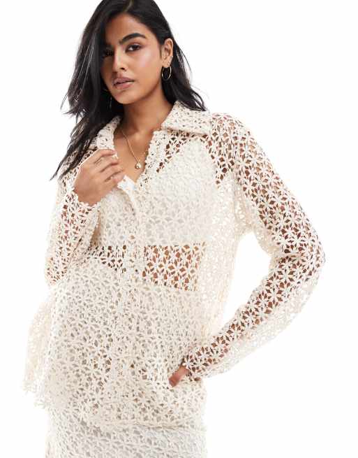 Heathe Chidi lace shirt in ecru (part of a set)