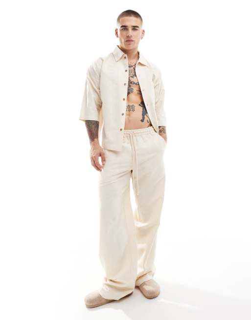 Heathe Olaitan linen oversized tailored trousers in butter co-ord, 2 of 5