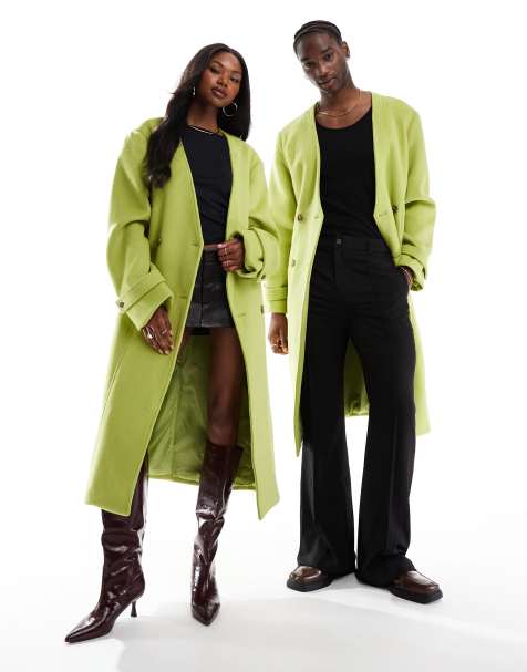 Heathe unisex Adisa wool coat in lime - view 1