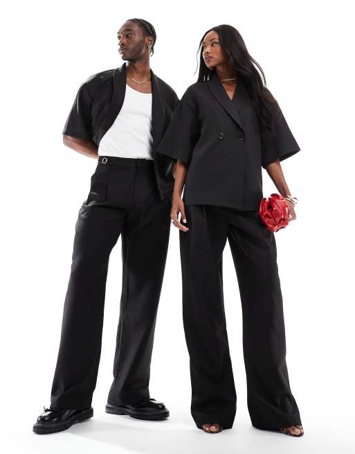 Heathe unisex Alto tailored pants in black (part of a set)