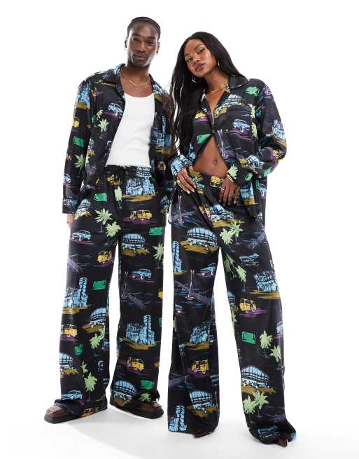 Heathe Unisex Eko flared pants in all-over print (part of a set)