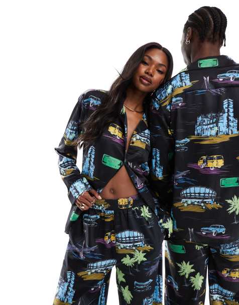 Heathe Unisex Eko oversized shirt co-ord in all-over print - view 1