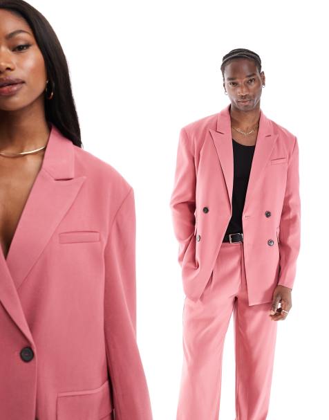 Heathe Unisex Kolawole double breasted blazer in raspberry - view 1
