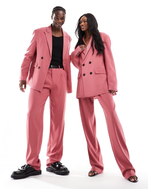 Heathe Unisex Kolawole wide leg pants in raspberry