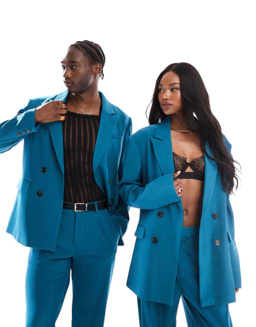 Heathe Unisex Odara blazer in teal (part of a set)