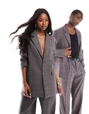 Heathe Unisex oversized tailored blazer in grey part of a set