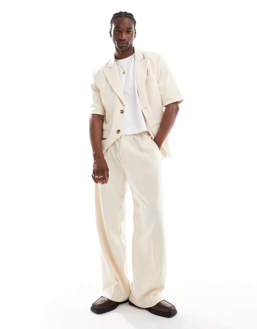 Heathe Zik short sleeve blazer in cream (part of a set), 2 of 5