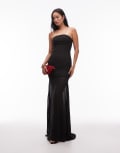 [Heiress Beverly Hills] Heiress Beverly Hills bandeau structured chiffon dropped hem maxi dress in black XS BLACK