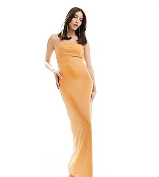 Heiress Beverly Hills exclusive premium all over diamante bodycon tube maxi dress in orange
