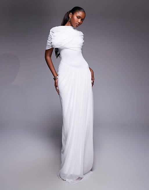 white drop waist maxi dress Nellie in Blue flowing into a semi Zara White Drop Waist Maxi