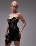 [Heiress Beverly Hills] Heiress Beverly Hills premium lace drape corset mini dress in black S BLACK