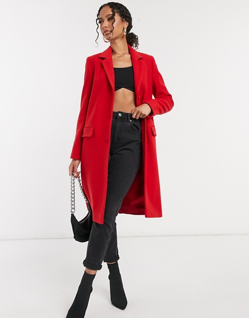 Helene Berman button down college coat in red