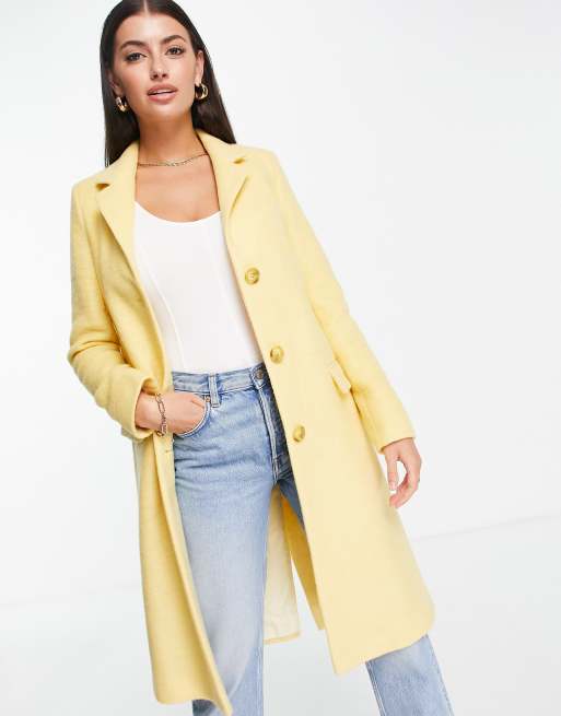 Helene Berman - Cappotto classico stile college in misto lana giallo