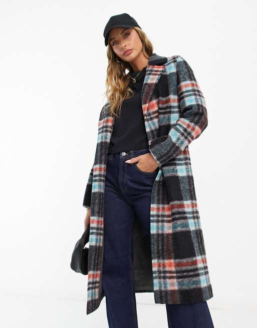 Checkered on sale duster coat