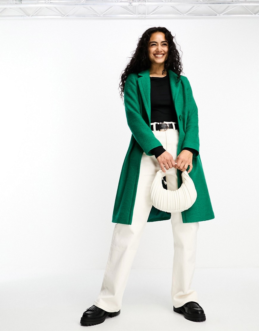helene berman classic wool blend college coat in green