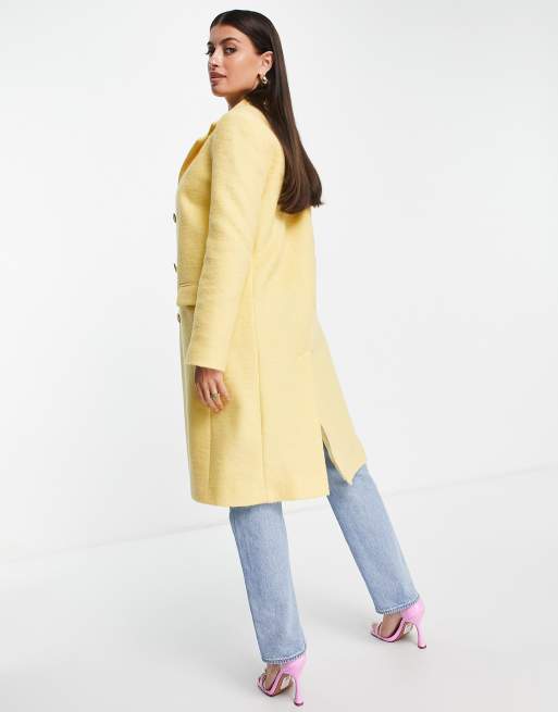 Helene Berman classic wool blend college coat in yellow