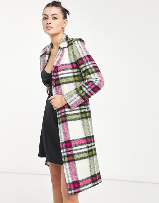 Multi coloured check coat best sale