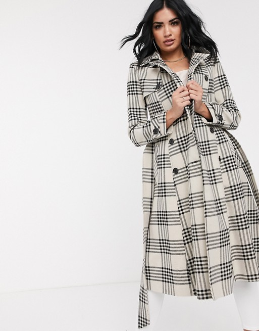 Helene Berman double breasted check trench coat