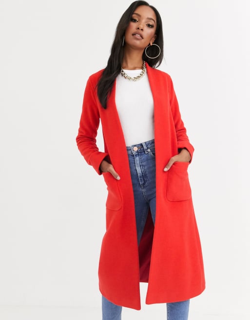 Long red hotsell duster coat