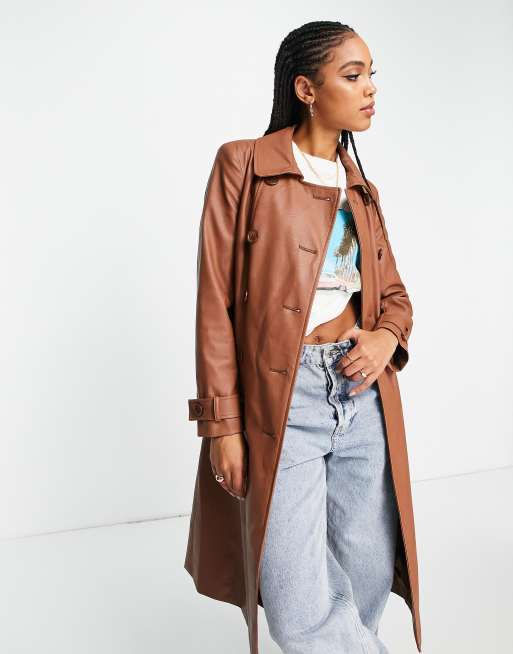 Leather trench deals coat womens