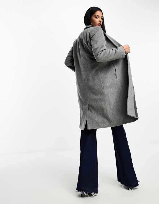 Grey button coat sale