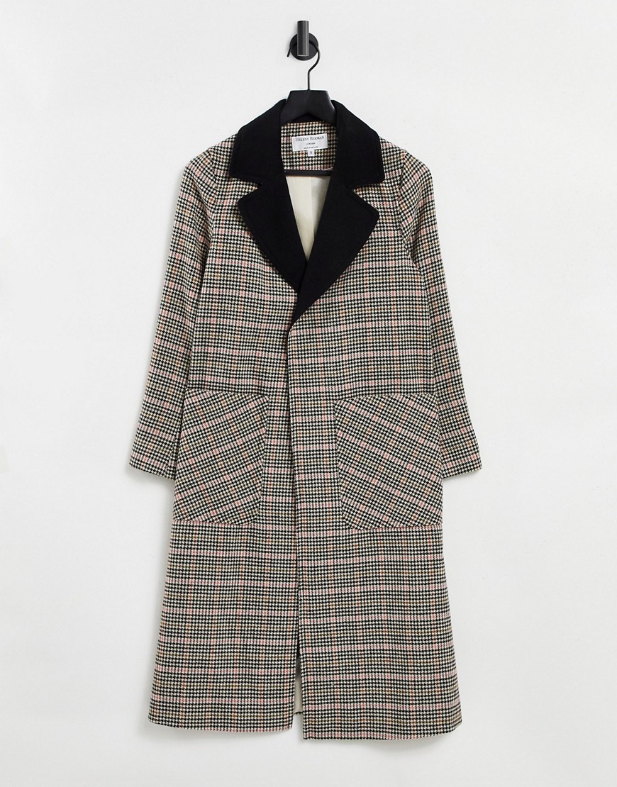 Helene Berman long Ruth double sided plaid coat in multi