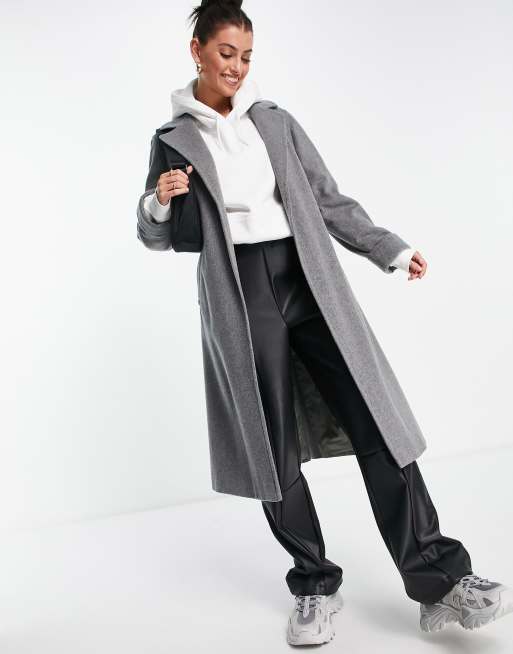 Helene Berman - Manteau croisé en laine mélangée - Gris chiné