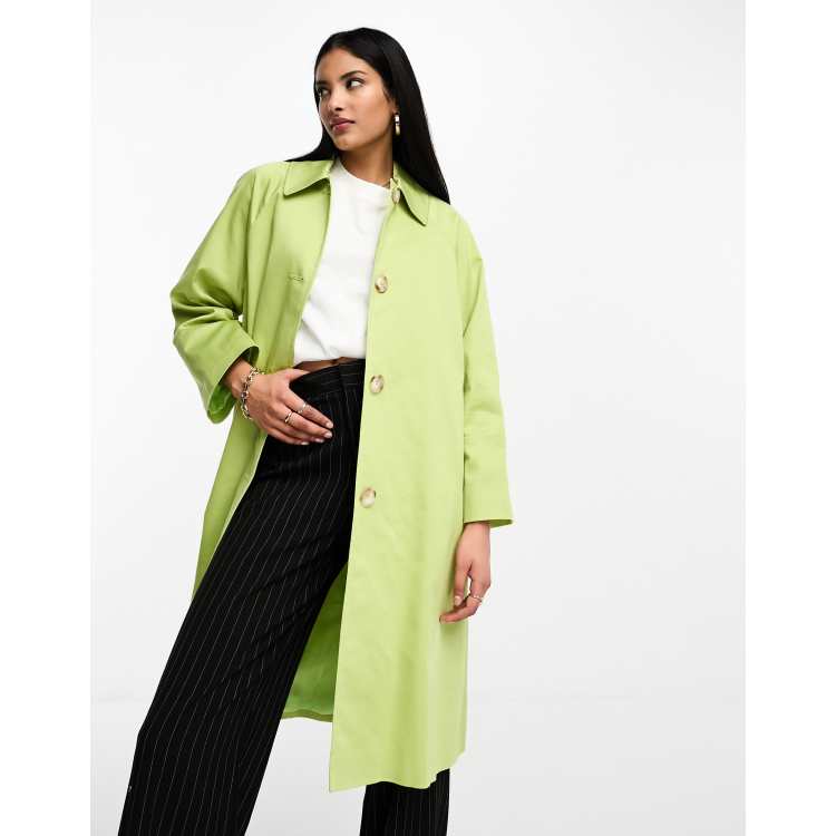 Lime green trench clearance coat