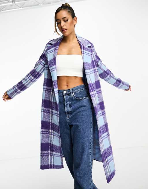 Helene Berman ruth long blanket coat in blue | ASOS