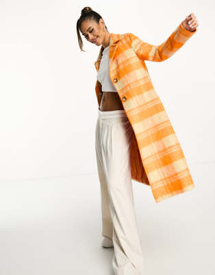 Helene Berman slim button through coat in orange