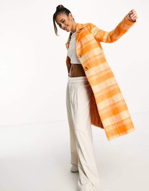 Helene Berman slim button through coat in orange