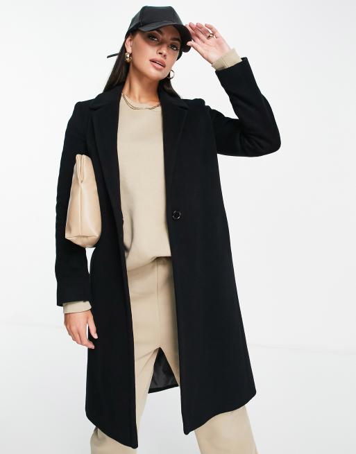 Helene Berman slimline wool blend college coat in black | ASOS