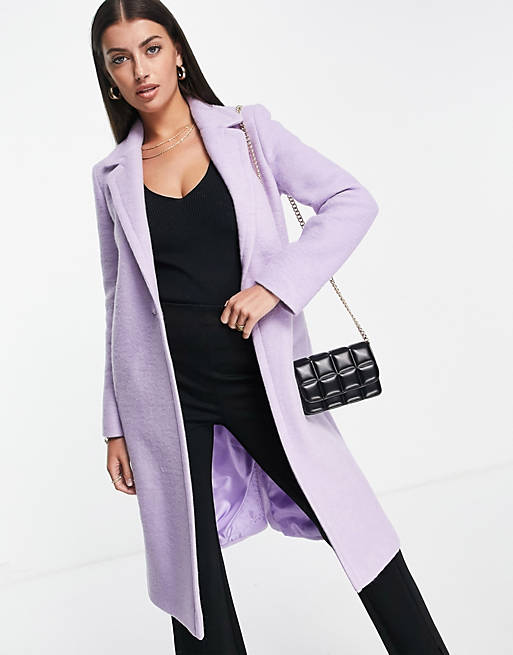 Helene Berman slimline wool blend college coat in lilac