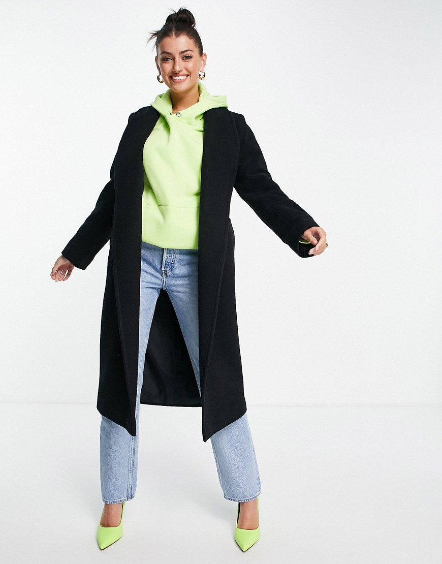 Helene Berman wool blend wrap coat in black