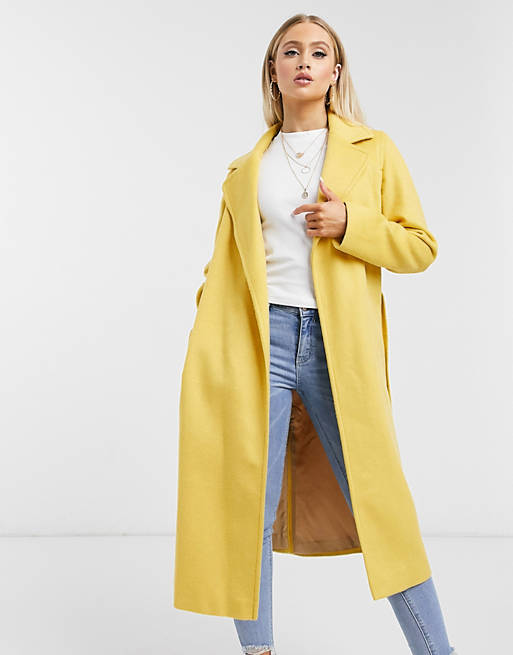 Helene Berman wool blend wrap coat in yellow