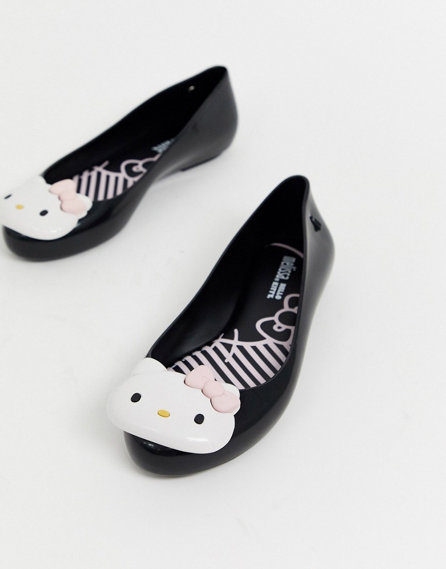 Hello Kitty — Sorte ballerinasko med logo