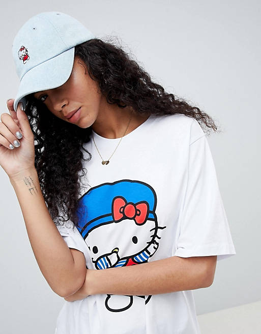 Hello Kitty x ASOS Denim Cap With Dabbing Embroidery