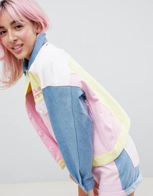 asos colour block denim jacket