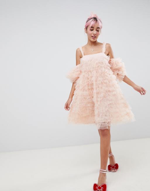 verdwijnen ongeduldig vacht Hello Kitty - x ASOS DESIGN - Schouderloze jurk | ASOS