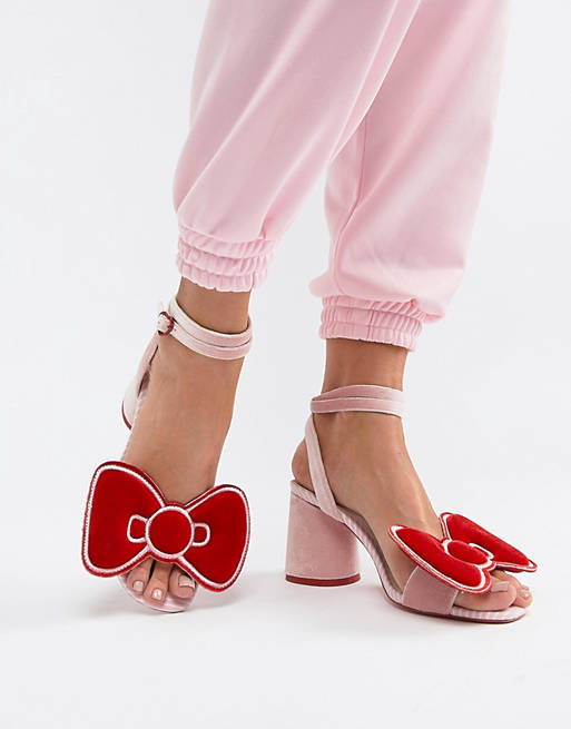 Hello Kitty x ASOS DESIGN velvet bow heeled sandal