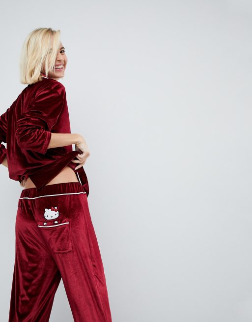 Hello Kitty X ASOS Velvet Pajama Set With Peeping Motif