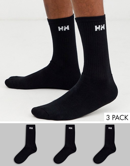 Helly Hansen 3 pack logo socks in black