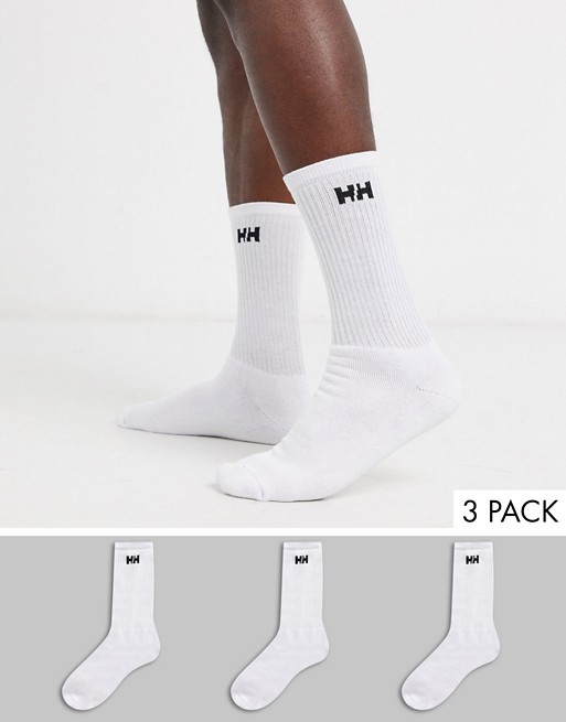Helly Hansen 3 pack logo socks in White